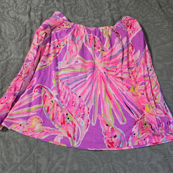 Lilly Pulitzer Pink Coral Vivid Floral‎ Tunic Knit Shirt Top  Blouse XXS - Picture 6 of 6